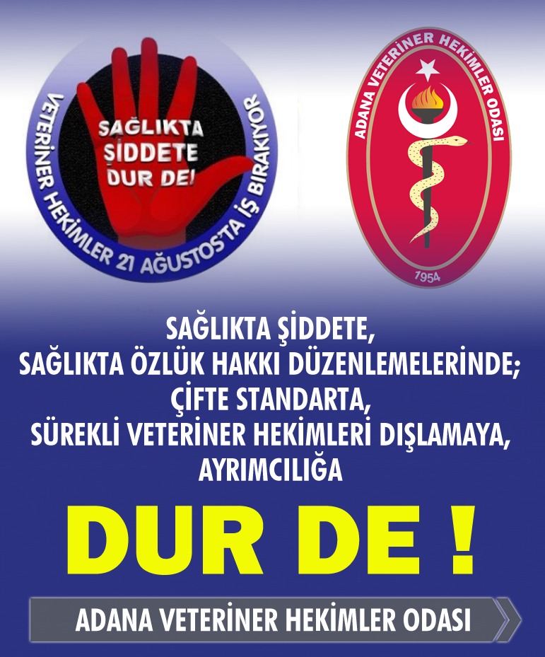 adanavho's tweet photo. Veteriner hekimlere ve tüm sağlık çalışanlarına yönelik şiddete, özlük hakkı düzenlemelerinde veteriner hekimlere yapılan ayrımcılığa, dışlamaya DUR DE!  

#ŞiddetVarsaVeterinerHekimYok https://t.co/HhoNQHhZ3U