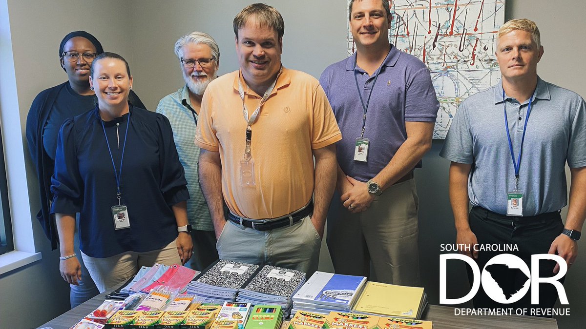 theSCDOR's tweet photo. At #teamSCDOR, we're committed to supporting our community. This month, our Myrtle Beach office collected multiple boxes of school supplies for elementary students in Horry County Schools.
To students and teachers across SC, we hope your school year is off to a great start! https://t.co/f5XFJfJ6O6