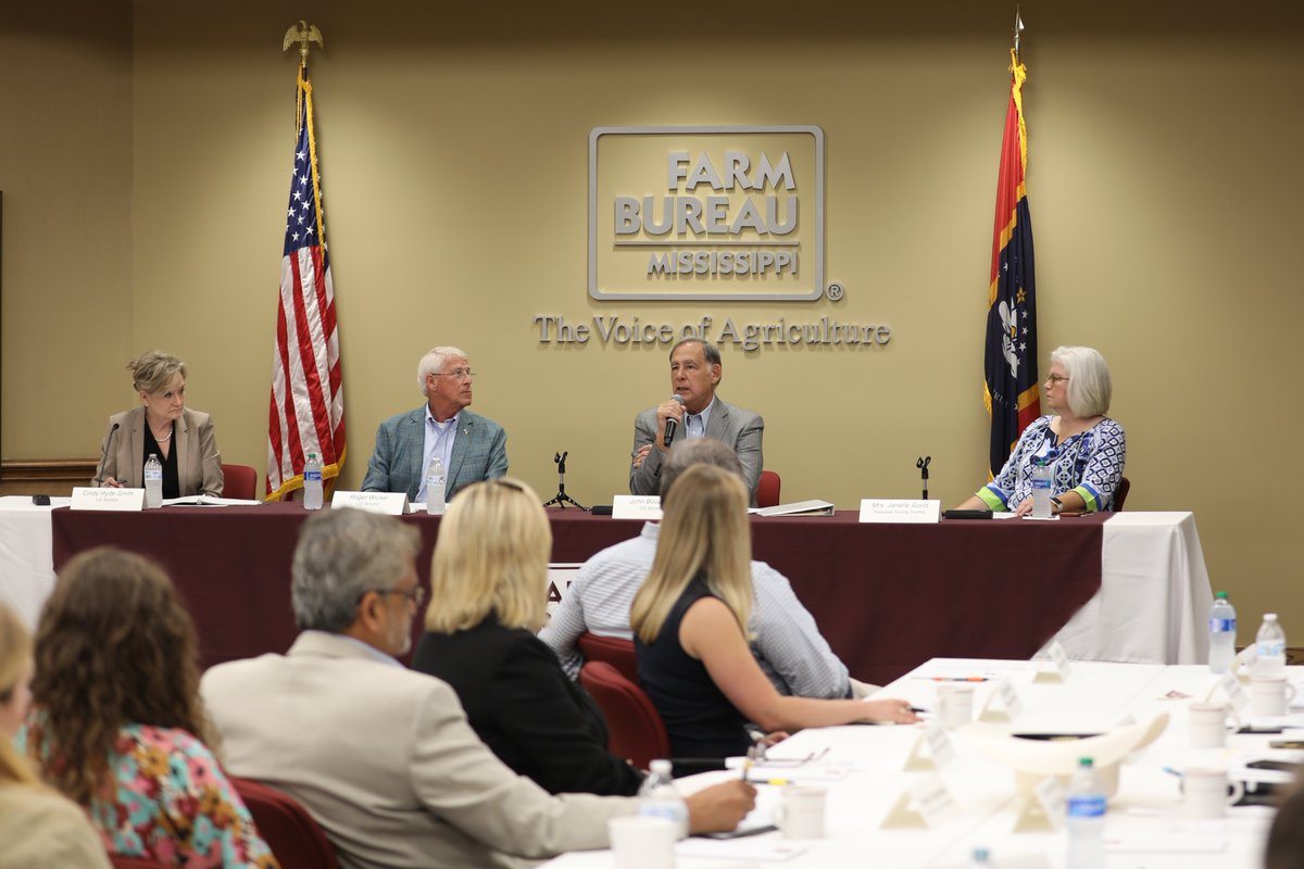 MFBF hosted <a href="/SenHydeSmith/">U.S. Senator Cindy Hyde-Smith</a> and <a href="/SenatorWicker/">Senator Roger Wicker</a>, along with U.S. Sen. <a href="/JohnBoozman/">Senator John Boozman</a>, ranking member of the U.S. Senate Agriculture Committee, for a farm bill &amp; ag policy listening session. MS agriculture industry leaders were able to share their priorities for the upcoming farm bill.