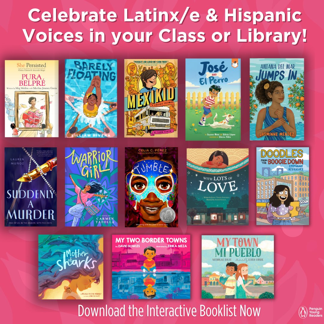 Celebrate #LatineHeritageMonth & #HispanicHeritageMonth in your class/library with these amazing reads all year long. Download the booklist for 80+ titles from picture books to YA from @Meg_Medina @CeliaCPerez @jasminnemendez @lilliamr & more! 📚➡️penguinschoollibrary.com/PYRLatinxVoices