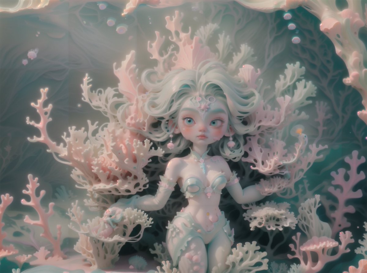 🌊🐚 Splash with Sirena, the oceanic monster girl making waves! 🌟🧜‍♀️ 
Song: 'Under the Sea' by Samuel E. Wright (from The Little Mermaid)
#OceanArt #MermaidMagic #KawaiiMonster #CutiesofAugust #AIArt #DisabledArtist