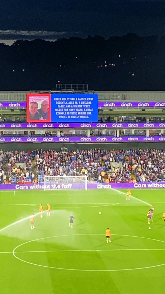 Tom Ridley (@tomridley_) on Twitter photo Thank you for the tribute to my Dad, Roger Ridley <a href="/CPFC/">Crystal Palace F.C.</a> <a href="/CEO4TAG/">Steve Parish</a>.
Coming to Palace meant a lot to him, he’ll be looking over us watching the game tonight 💙❤️
#CPFC Thank you for the tribute to my Dad, Roger Ridley <a href="/CPFC/">Crystal Palace F.C.</a> <a href="/CEO4TAG/">Steve Parish</a>.
Coming to Palace meant a lot to him, he’ll be looking over us watching the game tonight 💙❤️
#CPFC