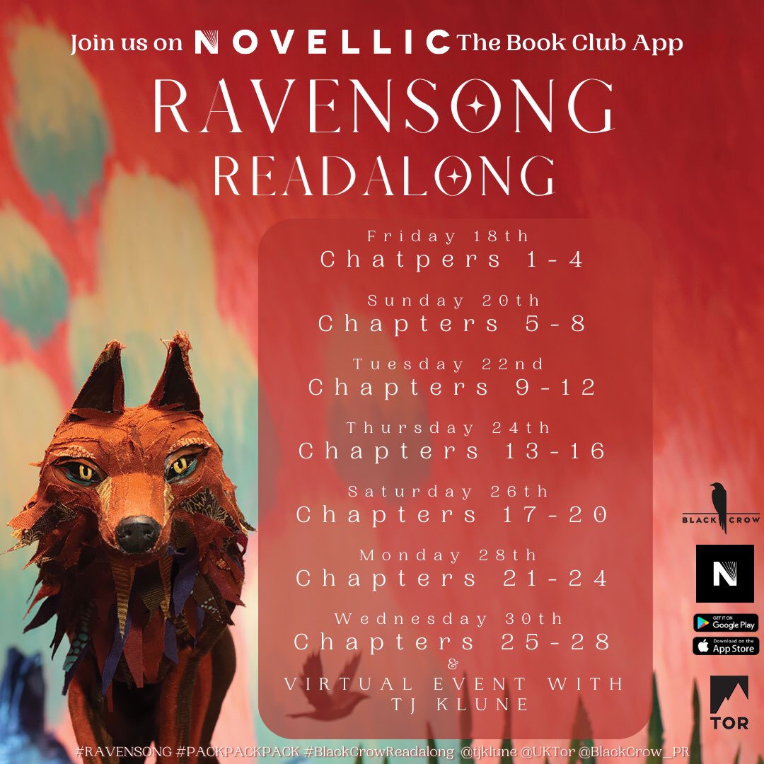 BeNovellic's tweet photo. The conversation continues on our #Ravensong #readalong! πΊ
Join us on the app where we're talking about how it feels to read from Gordo's perspective!
#Packpackpack #BlackCrowReadalong
@UKTor https://t.co/aG91agnVpL