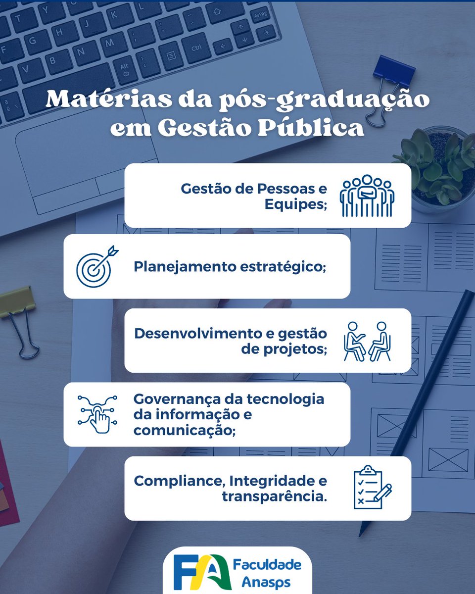 Anaspsbrasil's tweet photo. 🖥️ A grade curricular da Faculdade Anasps te coloca na frente quando falamos de pós-graduação em Gestão Pública, com ênfase em Previdência.

Inscreva-se e aproveite: https://t.co/F1GYho49WR.

#FaculdadeAnasps #Anasps #education #educação #gestaopublica #Brasil https://t.co/CfcxhAWZSL