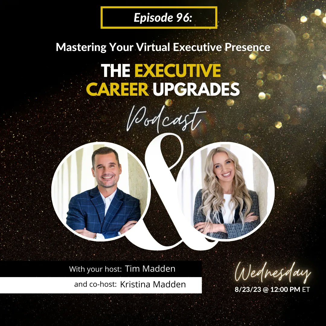 🚀 2 days to Ep.96 of the Executive Career Upgrades Podcast! 🚀 Ready to level up your virtual executive presence? This Wednesday at 12 PM ET. Master the virtual stage with us! 🎥 YouTube: @TimMaddenExecUpgrades LinkedIn Event: Tim Madden 

#VirtualLeadership #ExecutiveInsights