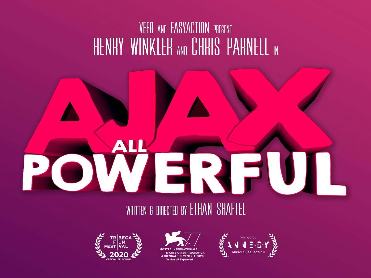 VR comedy AJAX ALL POWERFUL 😈 by @eshaftel is finally available on #Quest2 - featuring @hwinkler4real's and Chris Parnell's voice performances. With @letsveer. ENJOY ⬇️ mtr.cool/wmixylrfog