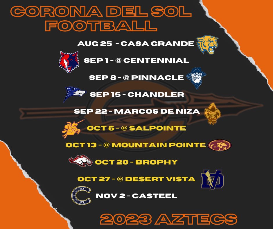CdS_Football's tweet photo. Week 1. Casa Grande. 7:00 on Knox Road. #SwingYourSword #OrangeRaid #BleedOrange 🏴☠️⚔️🏈🔥 https://t.co/NmrptGYg42