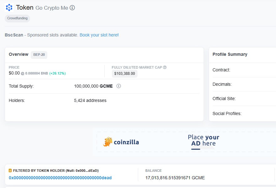 We have now burned over 17% of the $GCME supply!  We continue to buyback and burn #GCME tokens via revenue share from token tax and GoCryptoMe.io platform fees.