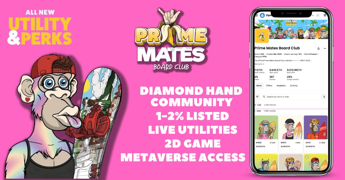 🏂 Carve your legacy with <a href="/primematesbc/">Prime Mates Board Club</a>  

We're not just NFTs; we're a movement of board sports enthusiasts. 

With a $50K mint out bonus and a 2D game that's live and thrilling, you'll experience the journey of a lifetime. 

Let's ride together! 
Mint Link