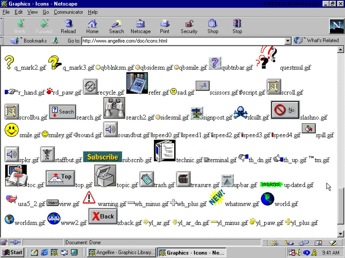 RetroTechDreams's tweet image. Angelfire&apos;s graphics library for webpage designers