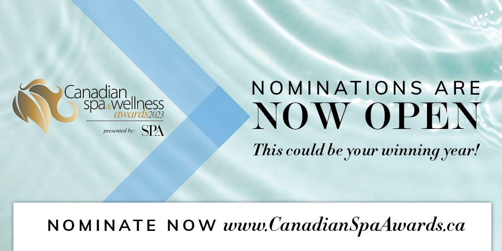 Nominations are officially open for our 2023 #CdnSpaAwards!

During this 4-week nominations window, industry professionals &amp; spa consumers are invited to nominate
the businesses &amp; individuals you consider elite in the spa &amp; wellness industry.

NOMINATE NOW bit.ly/3T1Myv8