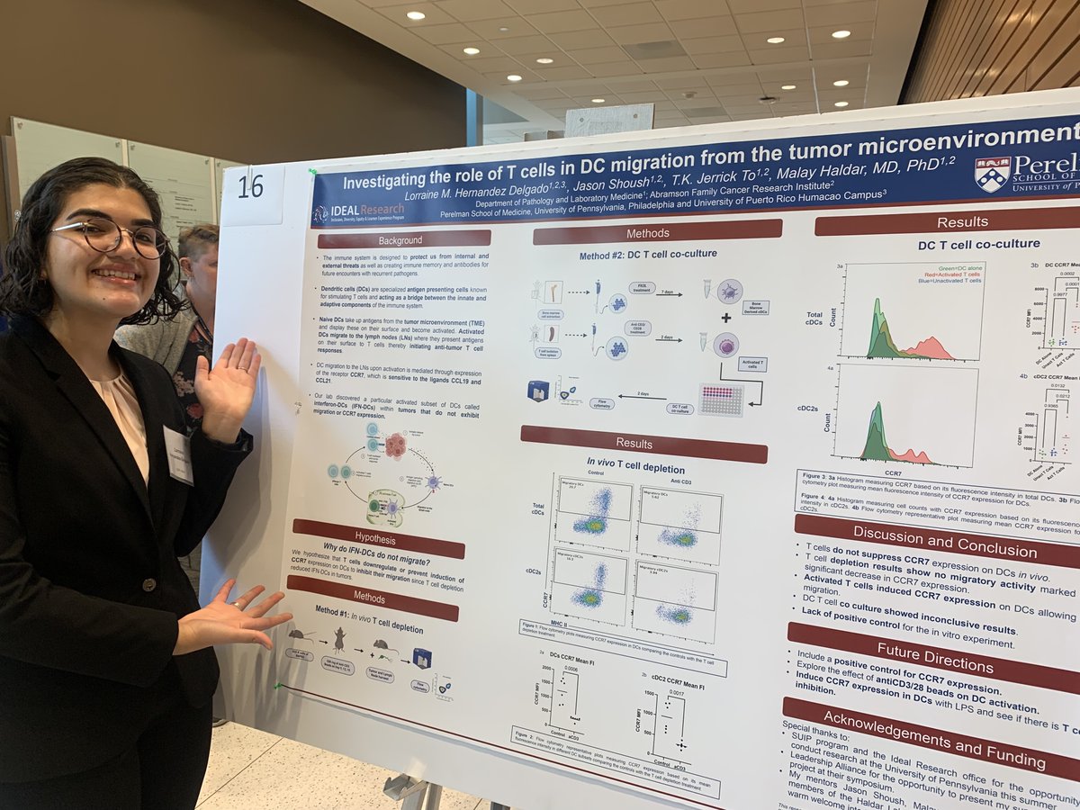 Very proud of our SUIP student Lorraine for her work this summer! Lorraine worked with Shoush investigating dendritic cell migration from the tumor microenvironment. We wish you the best and hope you keep in touch, Lorraine!