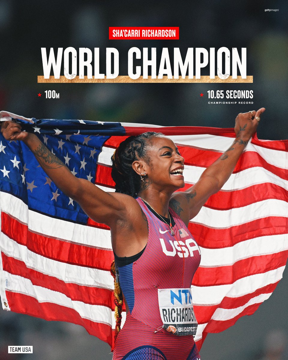 TeamUSA's tweet image. SHA’CARRI IS THAT GIRL 🥇

#WorldAthleticsChamps