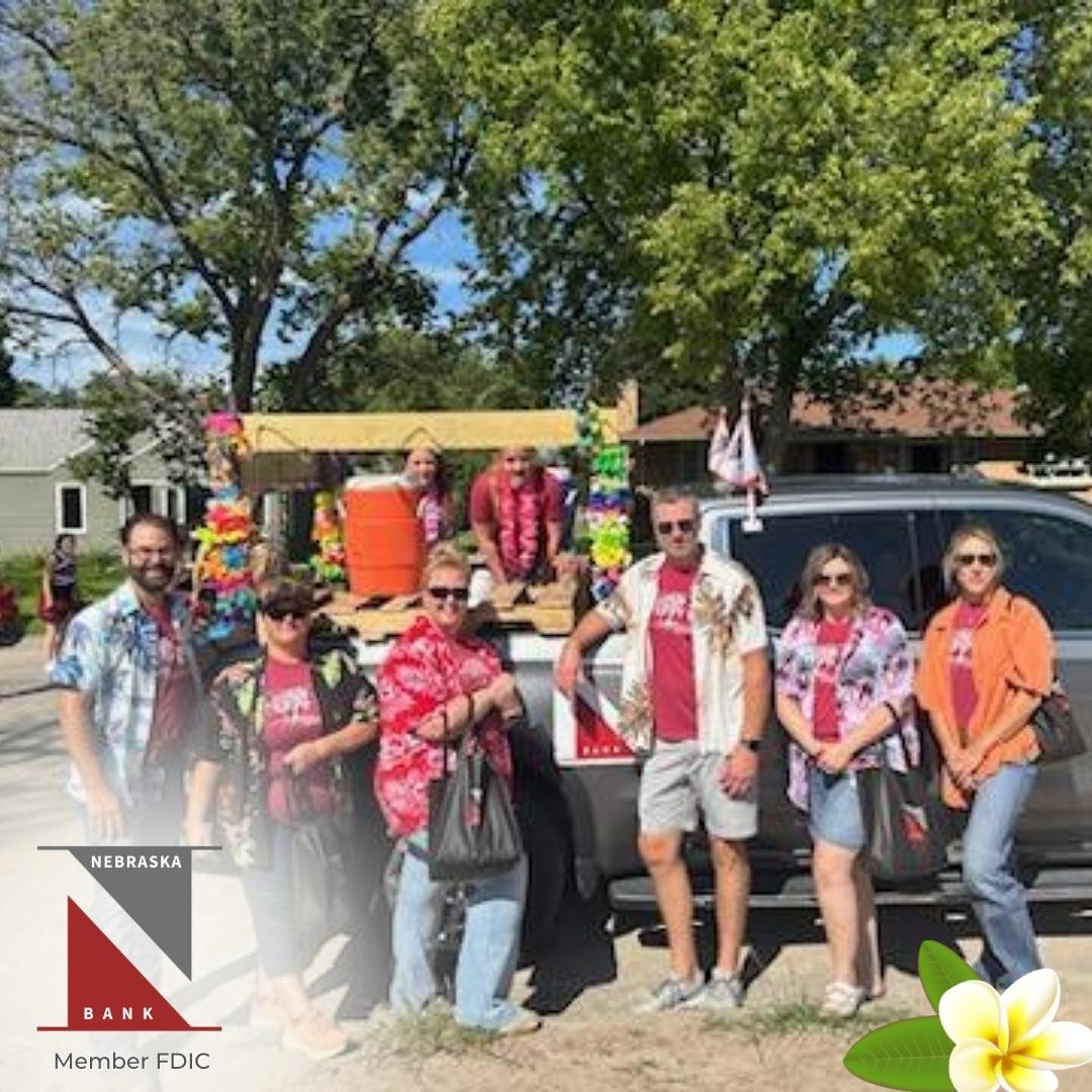 NebraskaBank's tweet photo. Still feeling 🌺tropical🌸 at NEBRASKA BANK! We had a blast helping out once again at the Box Butte County Fair. Between the livestock🐮, cookie jars🍪 and parade... FUN was had by all!
We'd like to THANK everyone that made the fair such a great success! #NEbank #CommunityBank https://t.co/a9AkauXt5g