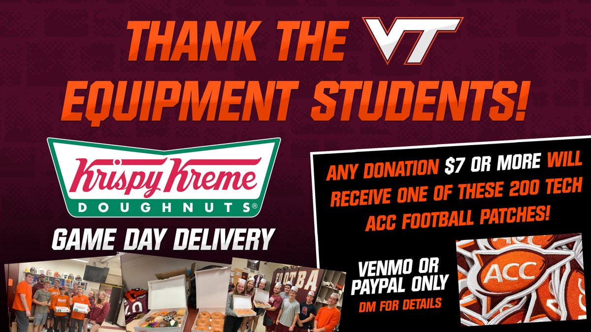 Thanks to everyone that has donated so far!

@jrocsteady, @BaileyPoff, @graham_cox1993, @HokieChief, @abstew8, @VT4L_Joe, @BeerControl, @M_Macioce10, @TDUNN757, @jahokies, @dnrx01, @kingram15, @DannyNokes, @cbpolk, @TravisDye15, @BigLubeVT, @ShaneBowles1, @DTofVT... (cont)