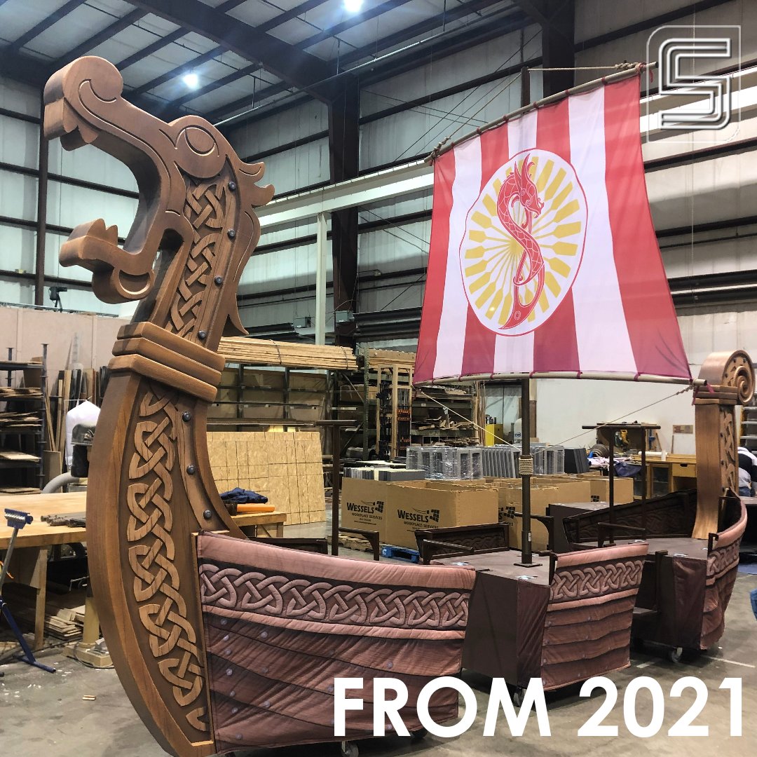 Sam has been carving the dragon's head that will go on the Viking Ship for #RoyalCaribbean's Anchors Aweigh parade. Over the past few years we've built this parade for 7 other Royal Caribbean ships. This parade will go to the Icon of the Seas.
#ILoveAParade #WeHaveTheSolutions