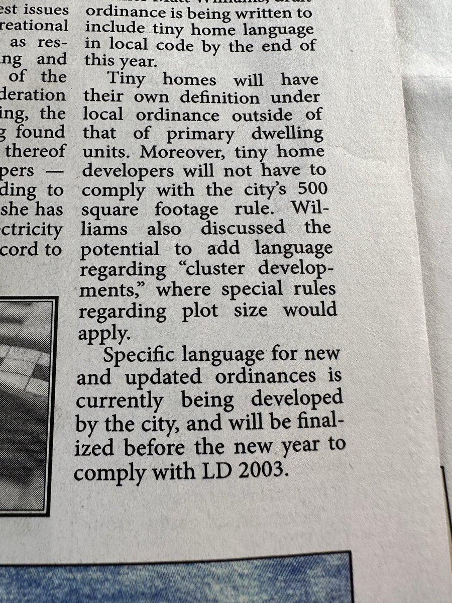 Ellsworth changing its zoning code to allow for smaller lots in response to state YIMBY law LD 2003. Love to see it.