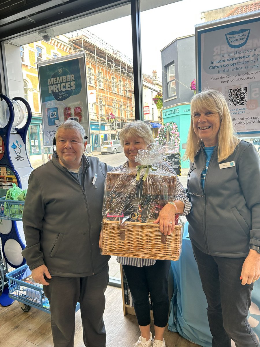Lovely local lady Cheryl won our Raffle this week helping us raise £252 for Barnardos our charity partner <a href="/CoopClifton/">Cooperative Clifton Village</a> <a href="/barnardos/">Barnardo’s</a> <a href="/gregyuill/">Greg Yuill</a>
