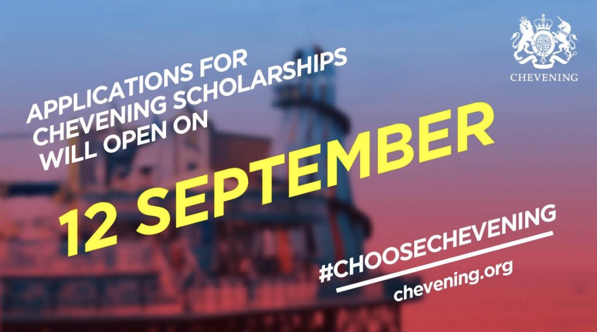 AlumniGambia's tweet photo. We are delighted to announce that applications for Chevening Scholarships will open on 12 September and close on 7 November 2023 🔴

Are you ready to become a #Chevener? 
Start preparing your application now: https://t.co/5xxuDSteQP

#ChooseChevening https://t.co/88Fz5kstls