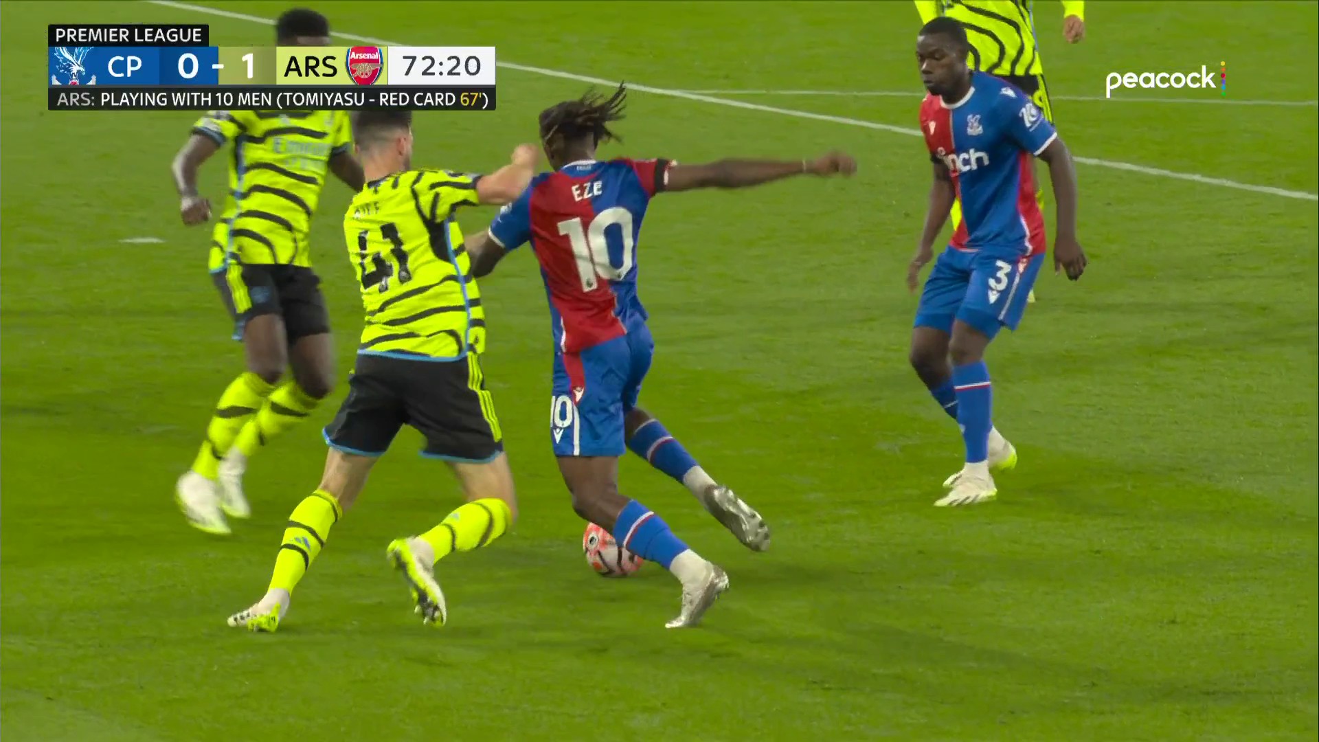 Eberechi Eze's footwork was something else here, but no penalty. What do you think? #CRYARS