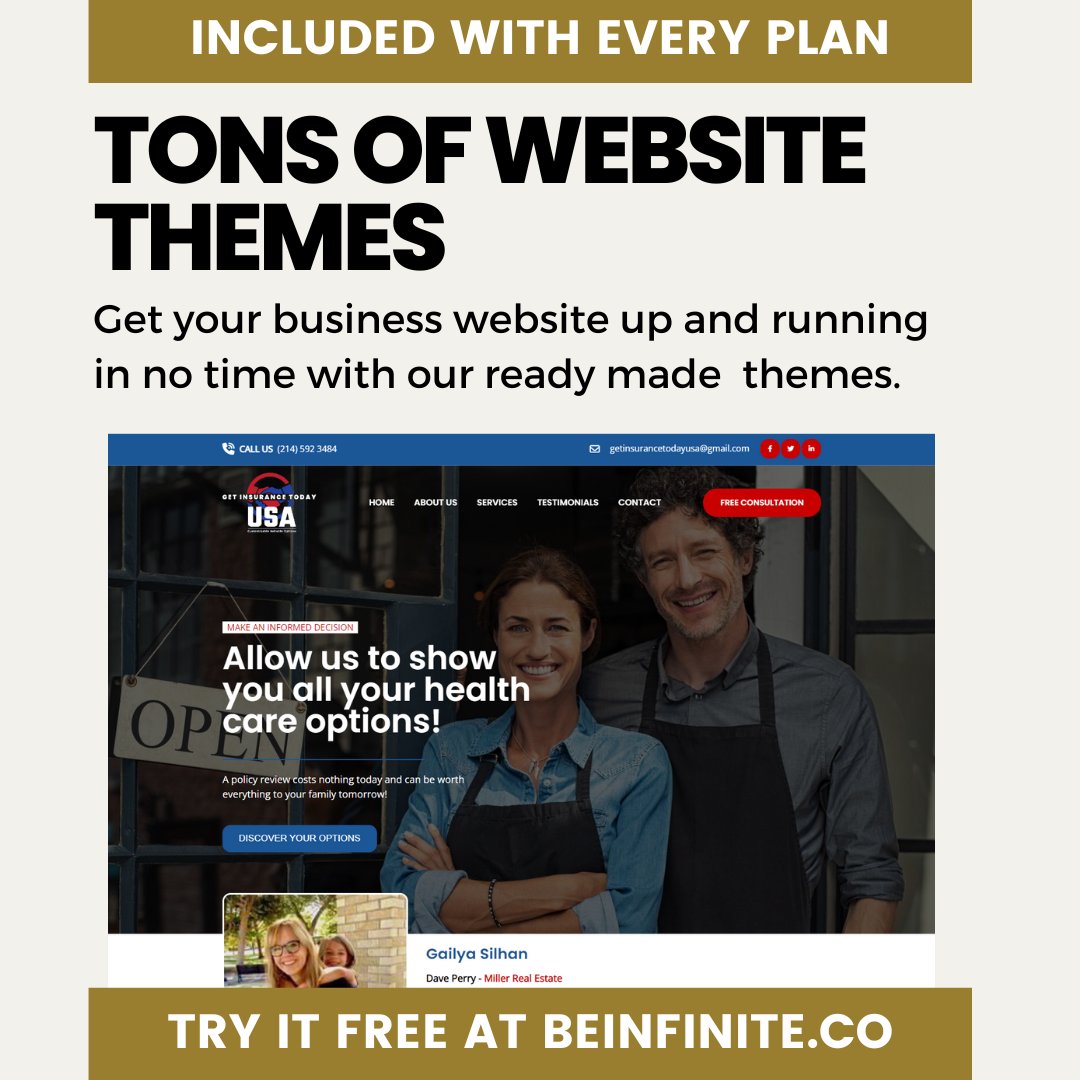 YouBeInfinite's tweet image. Choose from a range of themes tailored to various industries and easily personalize them to match your brand identity. Come and build your website on Beinfinite.co

#WebsiteBuilder #InstantWebsite #SmallBusiness #WebDesign #Entrepreneur #WebsitePlatform #Templates