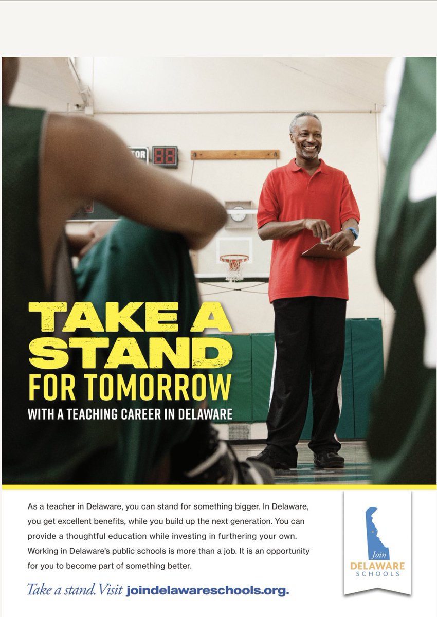 AnnHC_Champ4All's tweet photo. Today, Mike &amp; I “took a stand” to share #EdExcel’s Marketing Campaign that launched this spring! We 
1️⃣ celebrated the 5% retention rate 
2️⃣ unpacked the registered apprenticeship in teaching 
3️⃣ outlined strategies to diversify &amp; highlight Delaware’s incentives
#TeachInDelaware https://t.co/hw4otsslNJ