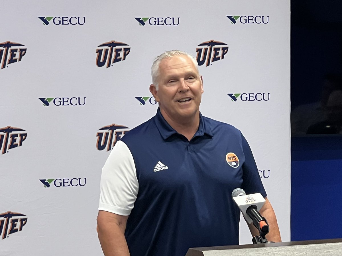 epbcom's tweet photo. @UTEPFB coach Dana Dimel addressing the Media in the 1st press conference of the season. #minerroundup #minermagic https://t.co/AYcYLmVOh0