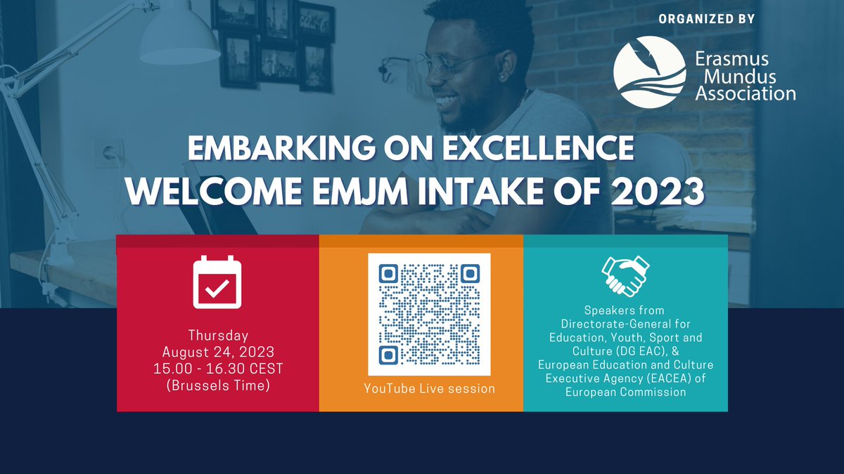 🌟 Calling all Incoming Erasmus Mundus Joint Masters (EMJM) Students of 2023! 🌟

📰 Special Event: 
"Embarking on Excellence: Welcome EMJM Intake of 2023." 

🗓️ Date: 24th August 2023
⏰ Time: 15:00 - 16:30 CEST (Brussels Time)
📍 Where: Live on YouTube!