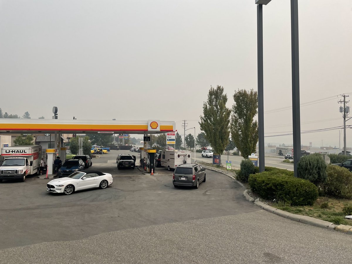 Merritt very busy with traffic from the B.C. Interior due to wildfires. Quite smoky here, travellers say it’s worse in Kelowna/Kamloops.
