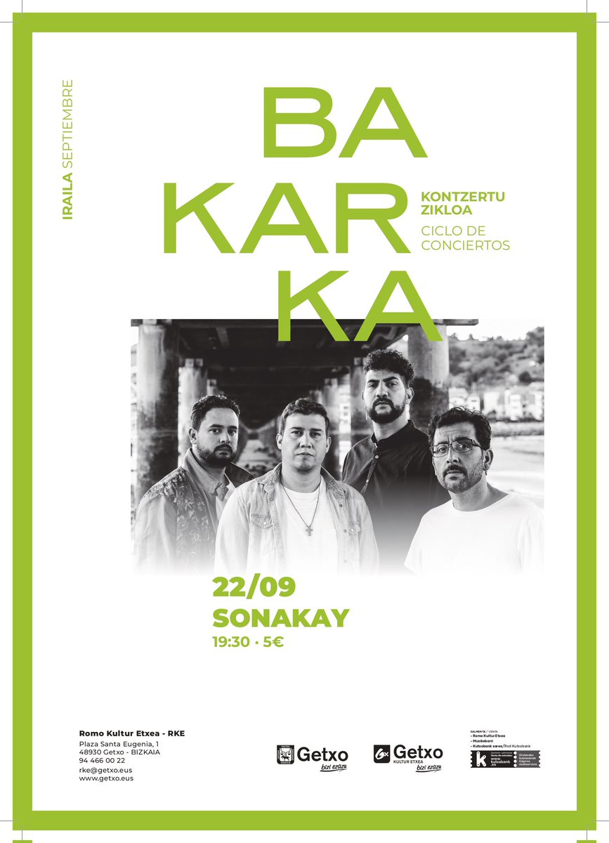Que siga el calorcito que nos dais en septiembre‼️

¿Qué tal si nos vemos en Romo el 22 de septiembre?

"Bakarka" izeneko zikloan kontzertua eskainiko dugu irailaren 22an, Erromoko Kultur Etxean.

🎟️ SARRERAK - ENTRADAS 👉 ticket.kutxabank.es/aulacultura/pu…

🚀🚀🚀

#EuskalFlamenkoa