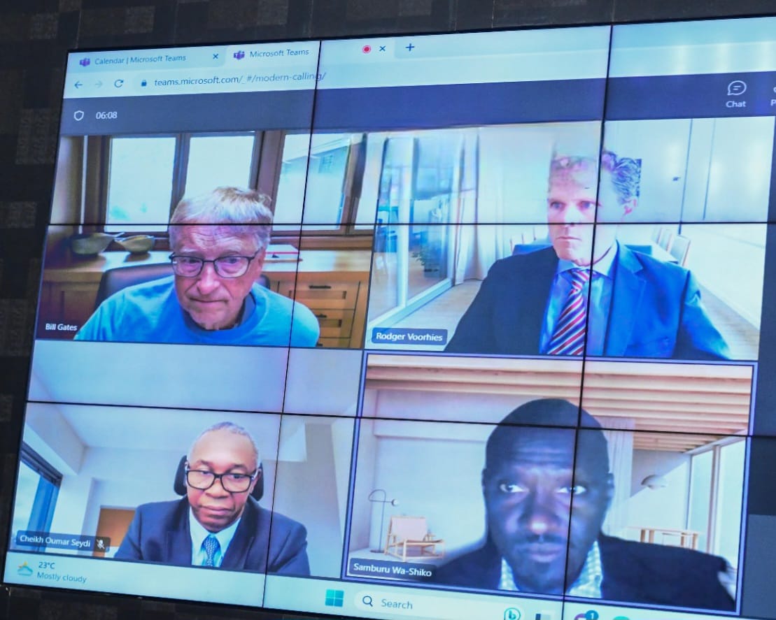 WilliamsRuto's tweet photo. We laud the Bill and Melinda Gates Foundation for its role in transforming lives in Kenya. We undertake to work together in tackling the climate change crisis for the prosperity of all.

Held a virtual meeting with the Chairman of the @gatesfoundation, @BillGates. https://t.co/JxISCFdSHg