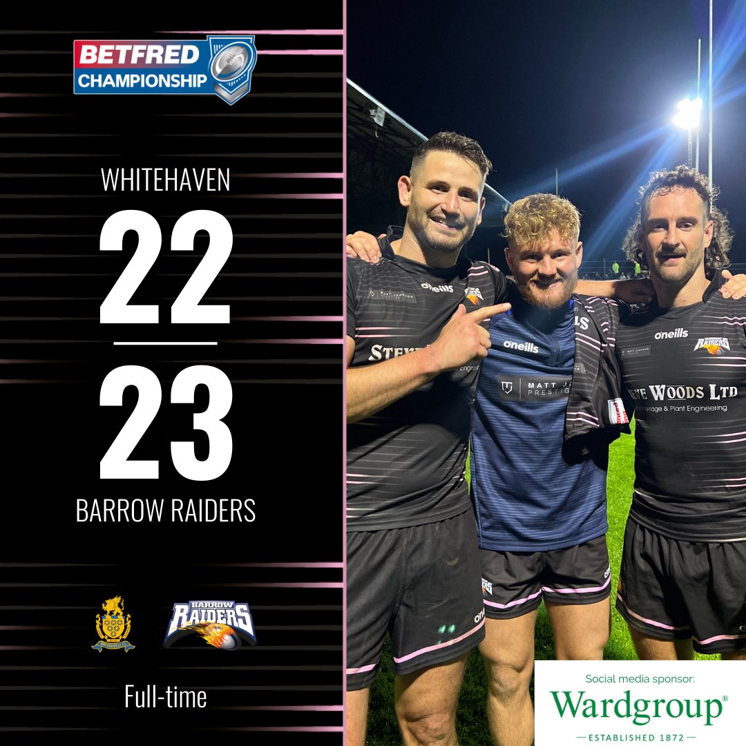 BarrowRaiders's tweet photo. 𝐅𝐮𝐥𝐥-𝐭𝐢𝐦𝐞 | Haven came off at half time like they’d won the game, but Raiders take home both points 💪 https://t.co/bxRVNvlIHI