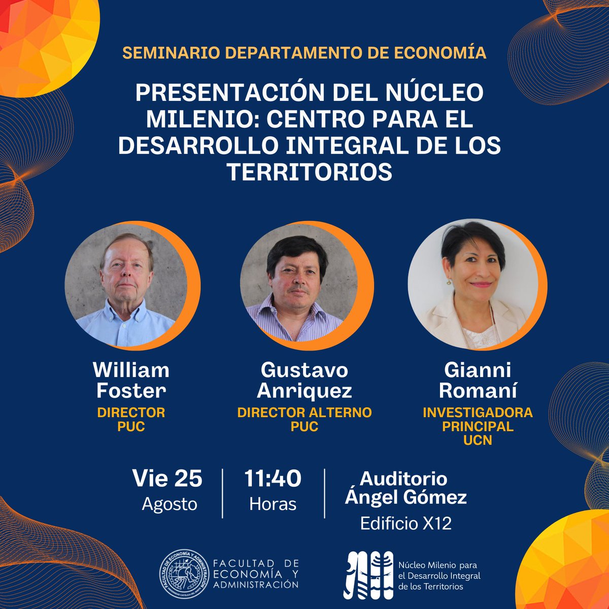 Este viernes estaremos en la <a href="/UCNorte/">Universidad Católica del Norte</a> participando del Ciclo de Seminarios del Departamento de Economía de <a href="/facea_ucn/">Facultad Economía y Administración FACEA UCN</a> ¡Les invitamos a ser parte de esta actividad en Antofagasta con nuestros investigadores! #antofagasta #CentrosANID #Milenio #CienciaDeExcelencia #ComunidadMilenio