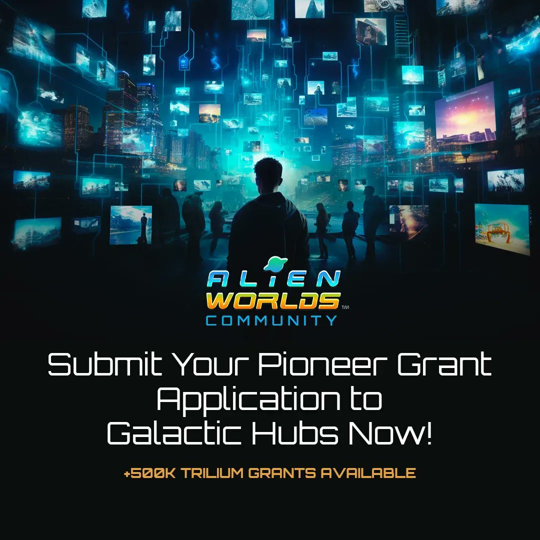 Galactic Hubs grants support community-driven development of the #AlienWorlds metaverse.  

If you are interested in learning more about how your project could be supported, then check out the link:  buff.ly/47ss8mr 

#CommunityProjects #Builders #Creators #Innovators
