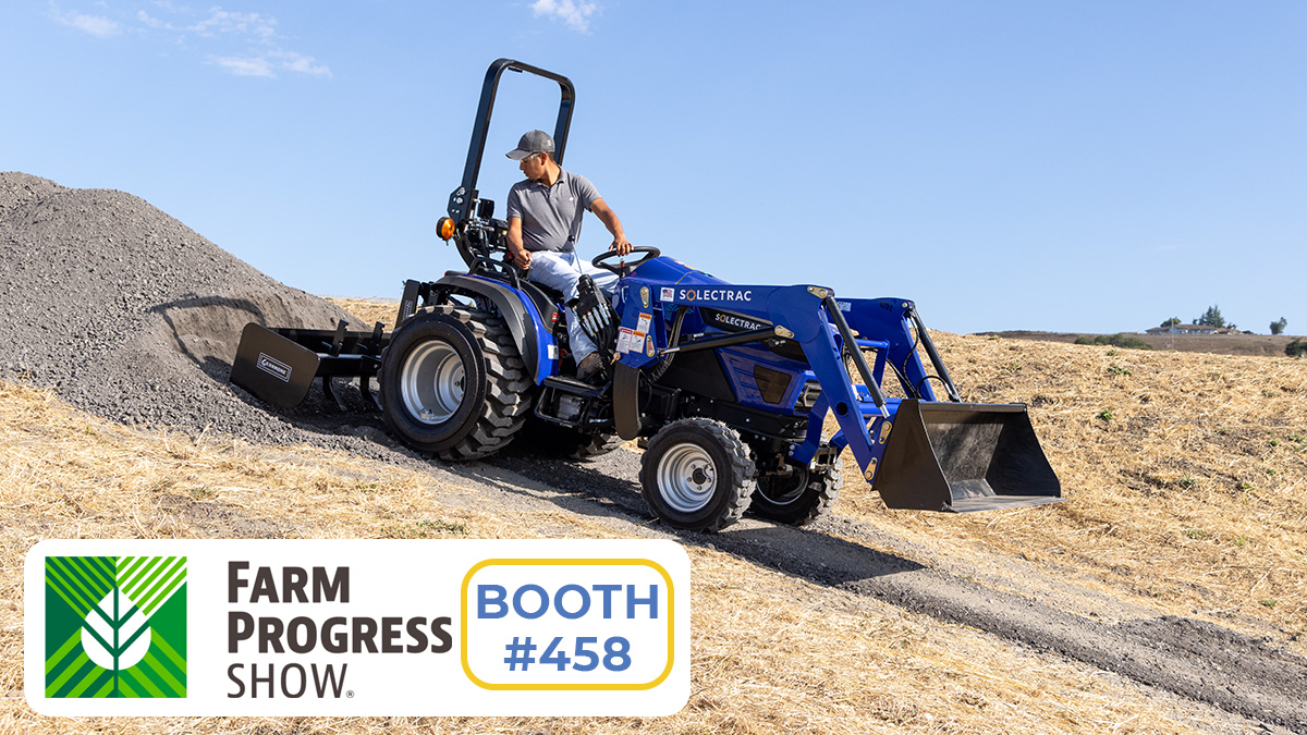 AUG 29-31: See Solectrac at the 2023 @FPShow Farm Progress Show. Our e25G #ElectricTractor will be on display in booth 458. #farming #agriculture #equestrian #vineyard #sustainability #solar