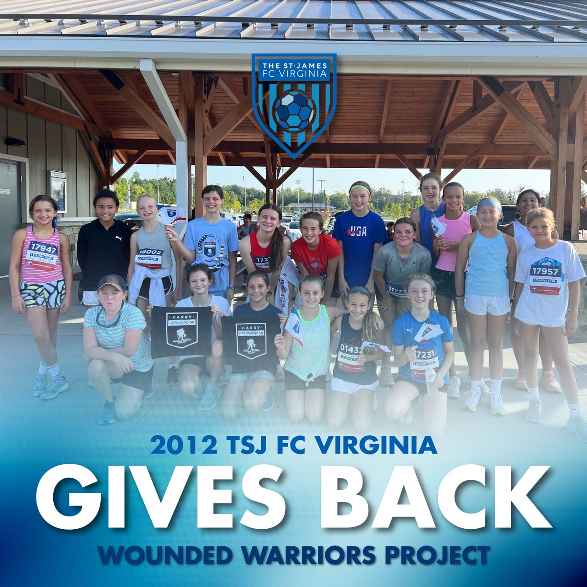 TheStJamesFC's tweet photo. #FCV is proud to share that our 2012 girls ran a 5k for the @wwp (Wounded Warrior Project)
The girls helped to raise $2456 to support wounded war Veterans. πΊπΈπ¦
#FCVGivesBack https://t.co/AsT2dAbY7R