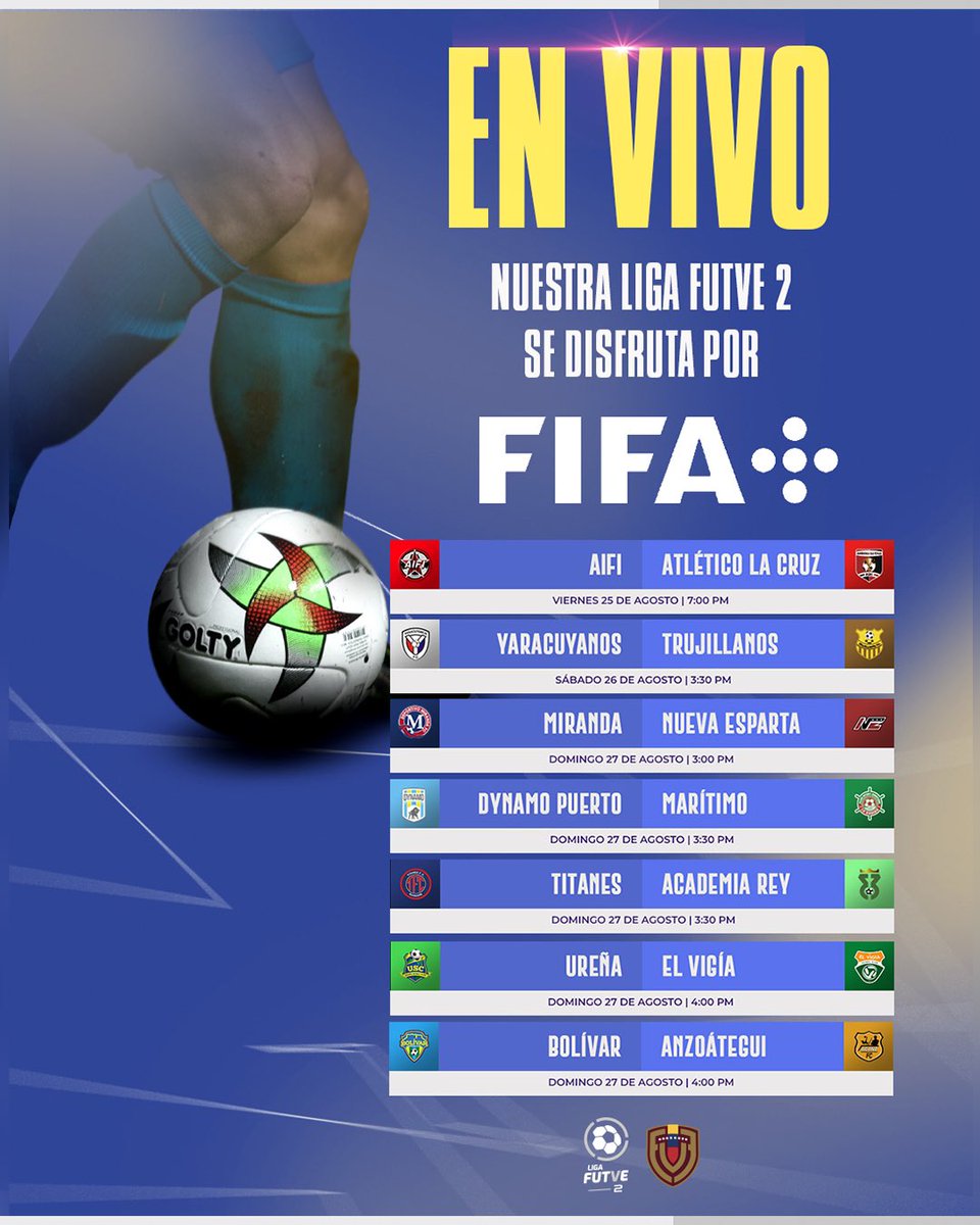 🔥 • Empieza la segunda vuelta y siete partidos los podrás disfrutar por FIFA+

💬 • ¿Cuáles son tus ganadores?

#VenezuelaEsFUTVE