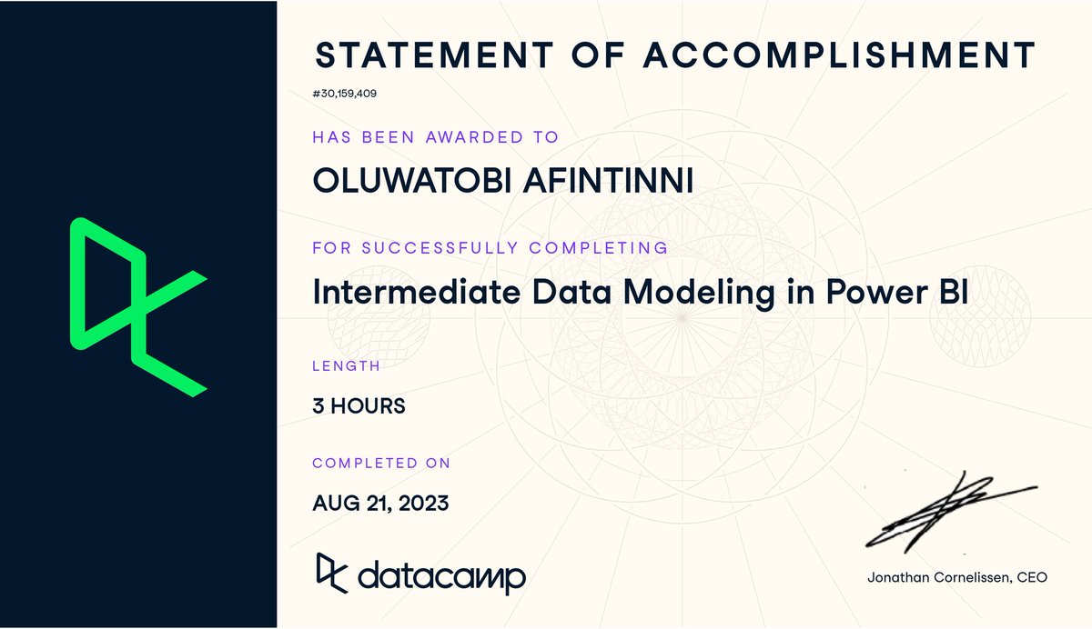 Toby_Davids's tweet photo. #day21
Completed the Intermediate Data Modelling chapter. Here, I extended my knowledge on Data modelling and practiced bi-directional cross filtering in data modelling. Other topics practiced were Measures, hierarchies and fixing Performance Issues in Power BI
#DataAnalytics https://t.co/UJvN9IIBGp