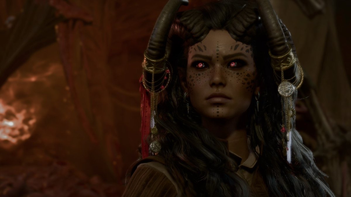 Arastoph's tweet photo. Anyone a fan of my #BaldursGate3 character? Tiefling Warlock... Should I maybe multiclass? What would be a good fit? #baldursgate #pcgaming #VirtualPhotography #pcgaming #PhotoModeMonday https://t.co/8oSdVib5OQ