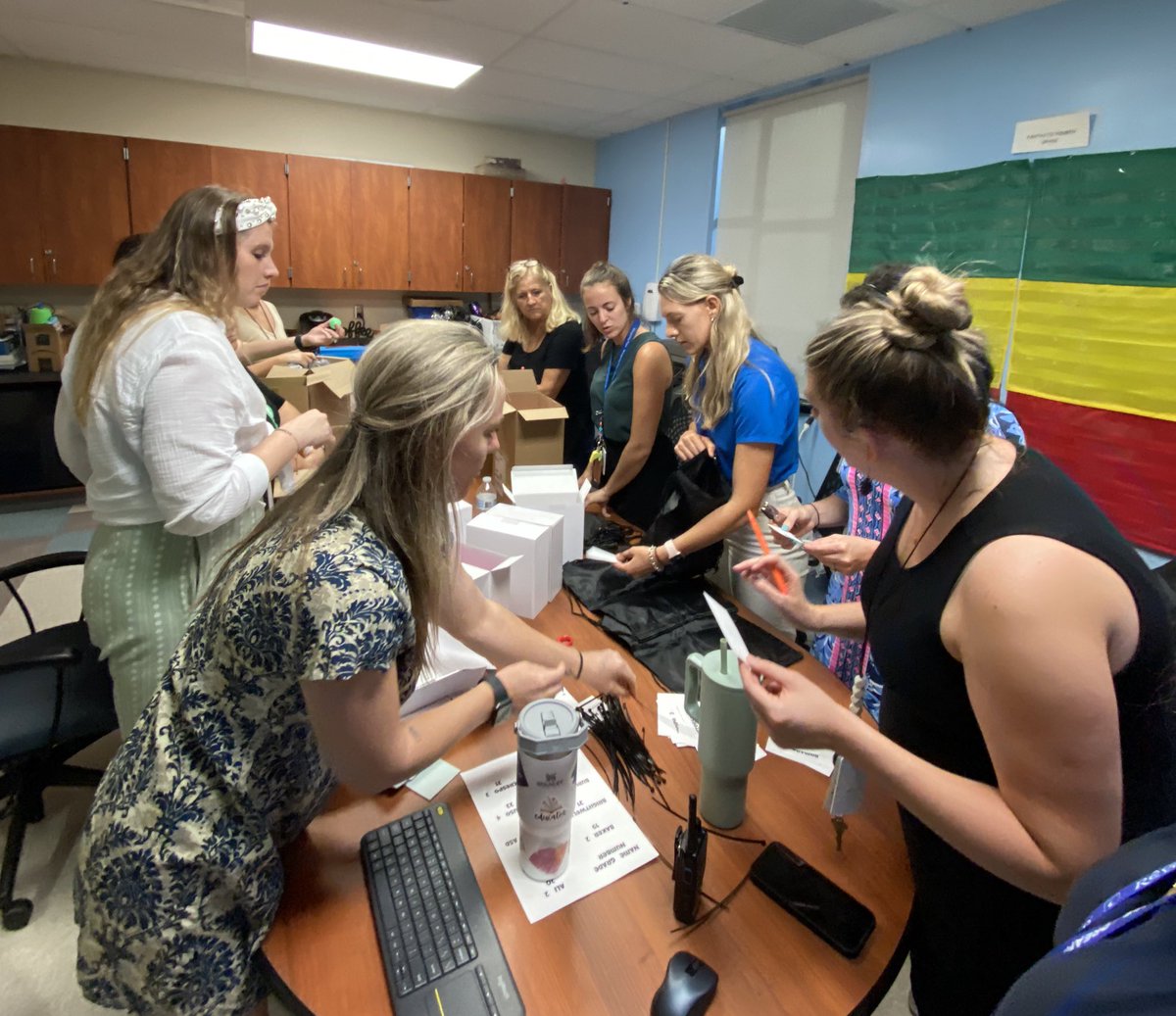 sharongator1's tweet photo. The best group of house leads/co-leads prepping for our first ever sorting. Love this group of leaders! Thanks for your dedication. @WPEUnicorns @KristenRulison https://t.co/8CJjkxqcut