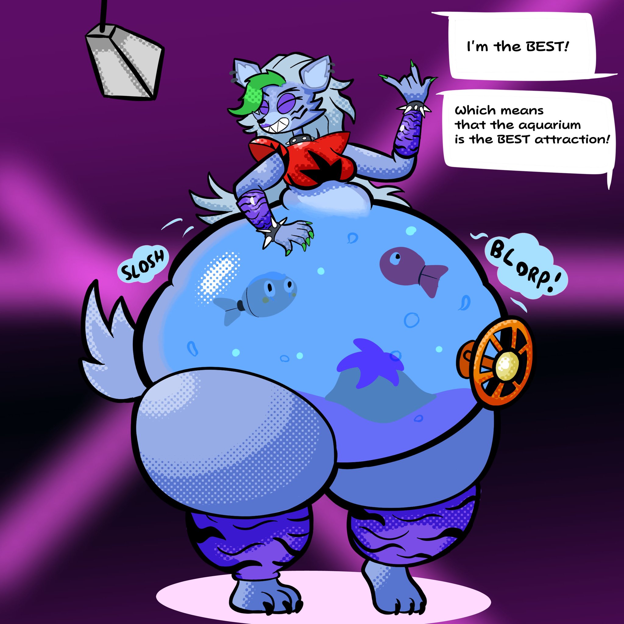 OrangeHerring on X: For what I coined Aquarium Belly August, I drew  Roxxane with an Aquarium Belly! Roxy drank the entire freddy fazbear  aquarium, so fazbear entertainment repurposed her. She doesnt seem