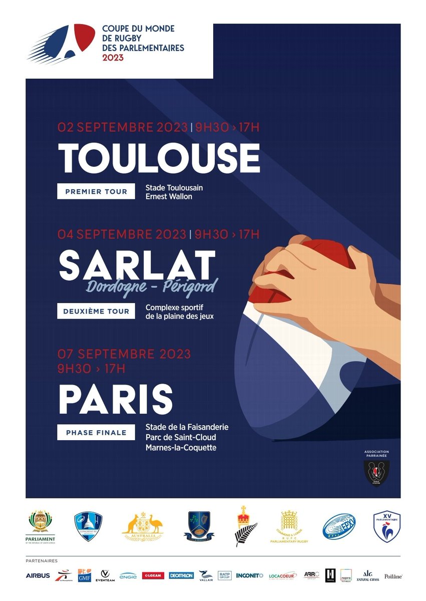 13 jours avant l'ouverture de #coupedumondederugbydesparlementaires
<a href="/Europarl_Rugby/">EPXV — European Parliament Rugby Team</a> <a href="/CongresoXV/">Congreso XV</a> <a href="/C_L_Rugby/">Commons & Lords RUFC</a> @DailandSeanadXV