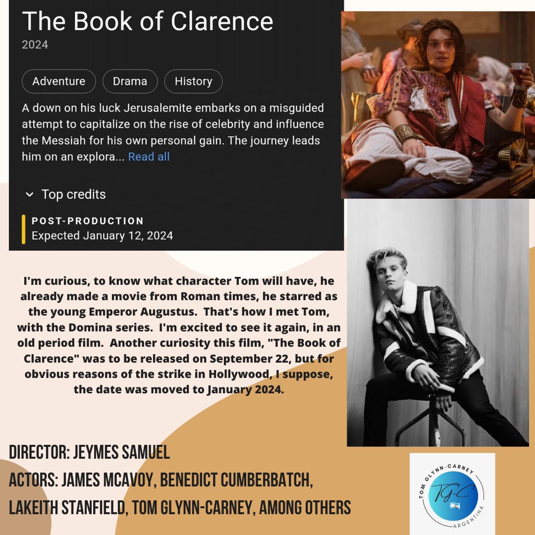tomglynnarg's tweet photo. New movie for January 12, 2024
#TheBookofClarence

#jamesmcvoy #benedictcumberbath 
#tomglynncarney https://t.co/XaOYhdcCBq