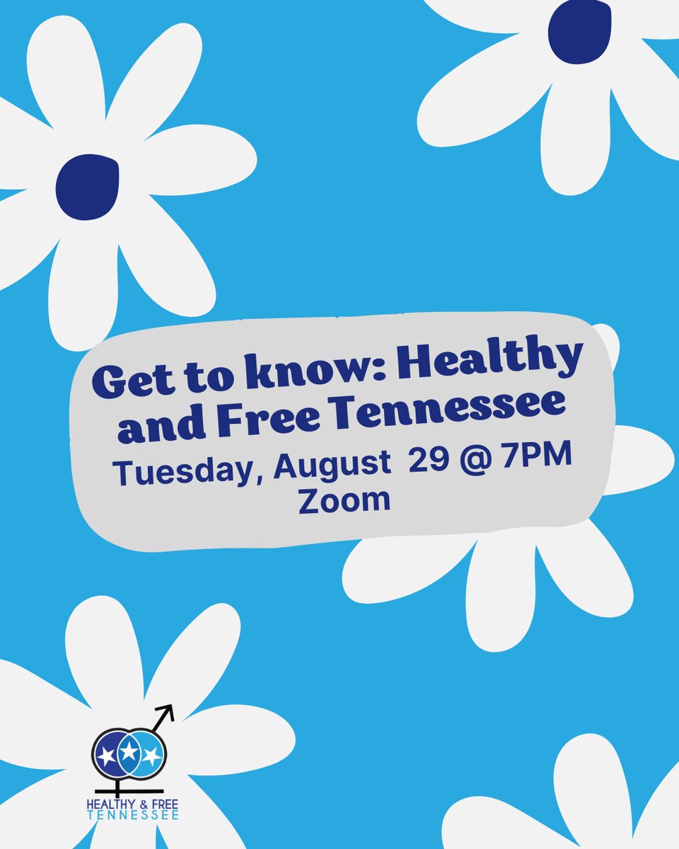 Care about abortion access and want to support the groups working to protect it?

Join @healthyfreetn's steering committee to learn about the organization and what we're doing to #TakeBackTennessee!

Register for NEXT Tuesday at 7 PM CT.
us02web.zoom.us/meeting/regist…