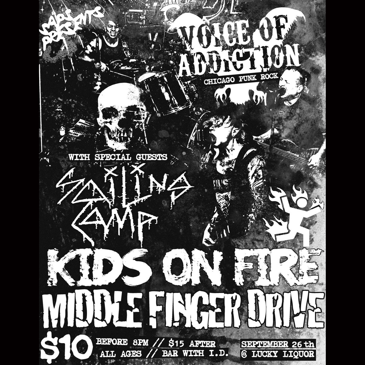 TUESDAY SEPT 26th SEATTLE WA #AllAges <a href="/VOAROCKERS/">Voice Of Addiction</a> (chicago) #KidsonFire #SailingCamp #MiddleFingerDrive at #LuckyLiqour from <a href="/SAPSpresents/">Seattle Area Punk Shows (SAPS)</a> facebook.com/events/3322183… #PunkShow #punk #VoiceOfAddiction #Chicagopunk #punkrock #VOA #DIY #FYP #WildintheWest