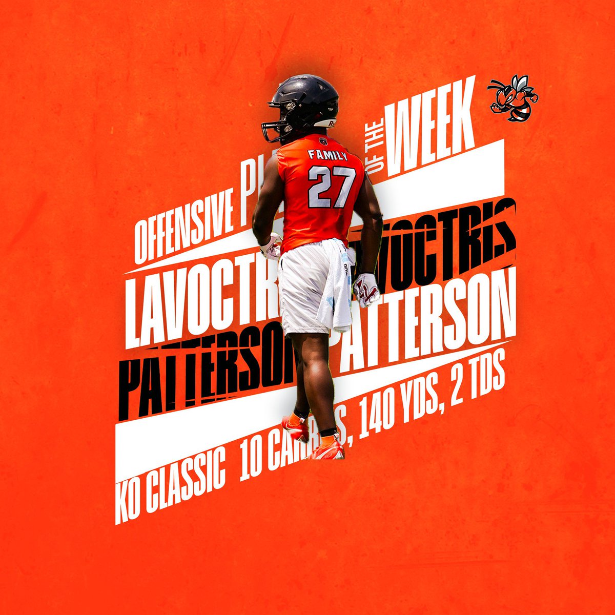 Congratulations to the Offensive Player of the Week <a href="/LavoctrisP/">Lavoctris Patterson</a> the shifty back proved he was a load to tackle all night! The man they call muscle will be on track for 1k rushing yards this year! <a href="/JMarkG1962/">Jeff Gardenour</a> @racinetimes <a href="/Andy_Villamarzo/">Andy Villamarzo</a> <a href="/Dwight_XOS/">Dwight Thomas - Catapult Sports</a> <a href="/CenFLAPreps/">Central Florida Preps</a> <a href="/Preps352/">352 Gridiron Preps</a>