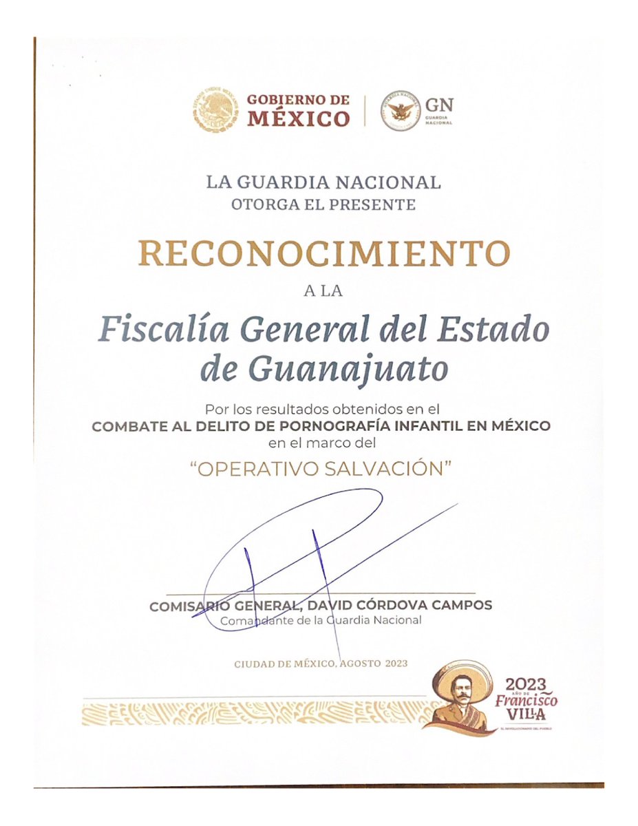 🛑#QueNoSeTePase

La #FiscalíaGuanajuato recibe reconocimiento del Gobierno Federal a través de
<a href="/GN_MEXICO_/">Guardia Nacional</a>

#FiscalíaEsInvestigar