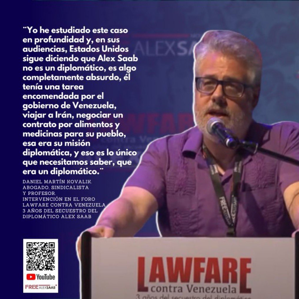RoiLopezRivas's tweet photo. No hay forma de negar que #AlexSaab es diplomático o que tenga #InmunidadDiplomatica en los EEUU. Cientos de juristas en todo el mundo se han pronunciado sobre esta aberración cometida por los gobiernos de Donald Trump y Joe Biden.
#FreeAlexSaab https://t.co/FF3nMquwTh