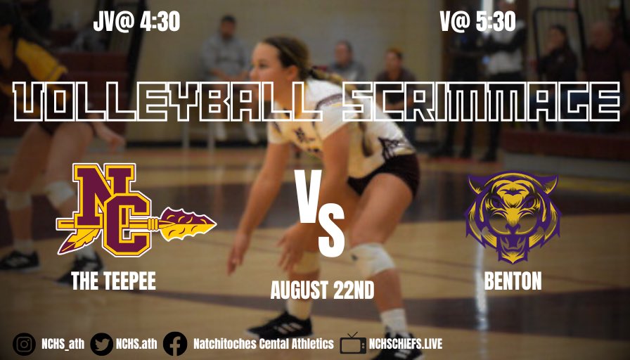 NCHS_ATH's tweet photo. Come check out Volleyball as they have their first Scrimmage of the year tomorrow in The Teepee!! #YeahChief https://t.co/wKKg69j6tW