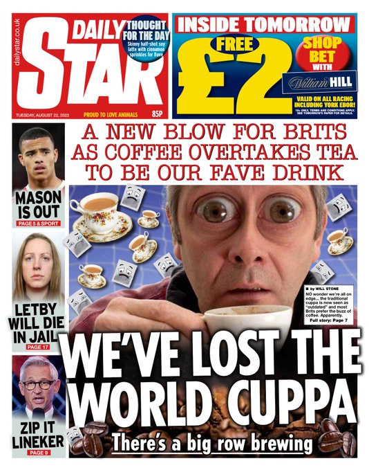 Tuesday's Star: We've Lost The World Cuppa #TomorrowsPapersToday #DailyStar #Star